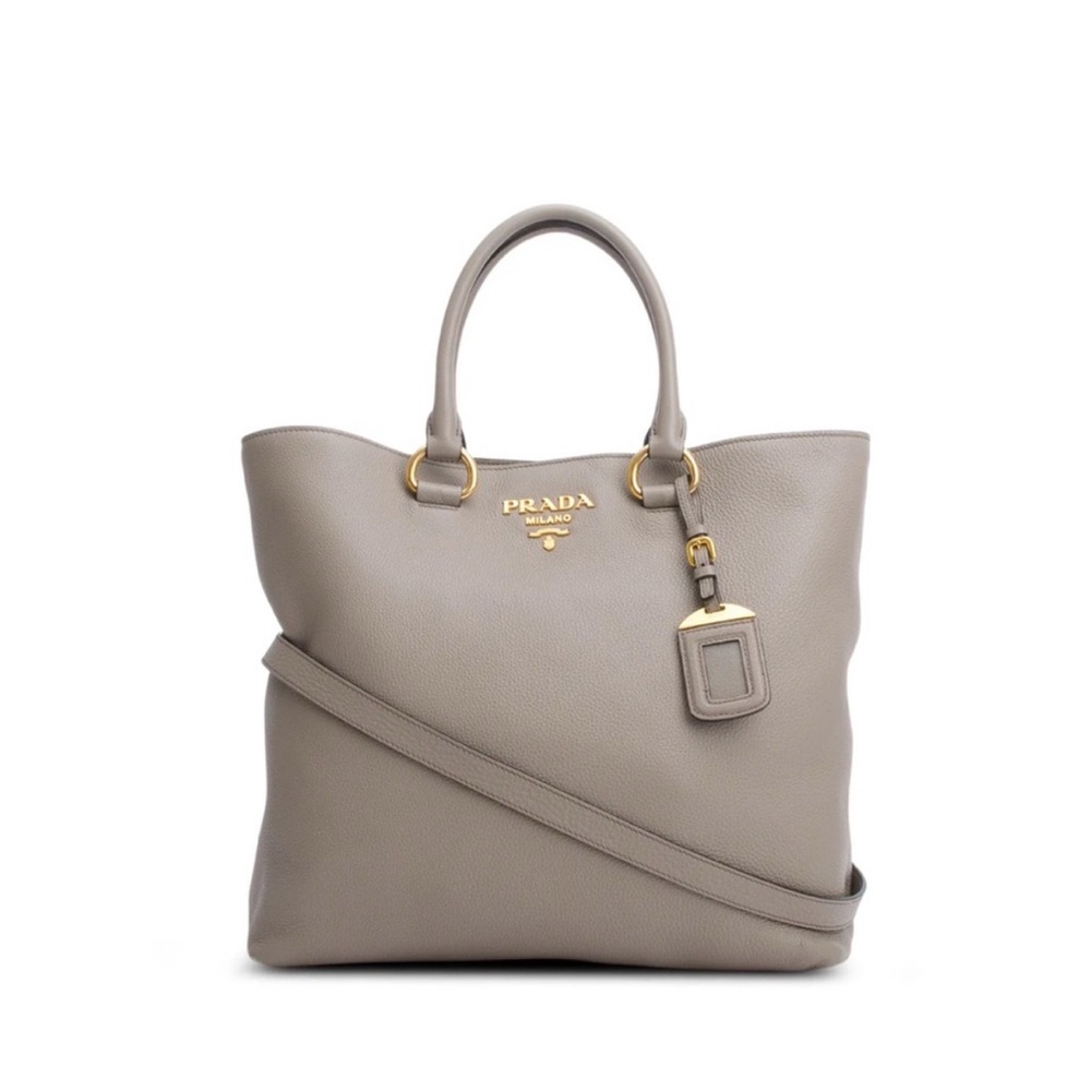 Prada vitello shopper tote bag in beige
